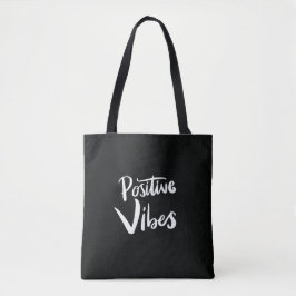 Zwarte Tote Bag met Positieve Vibes – Minimalistis