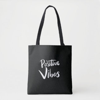 Zwarte Tote Bag met Positieve Vibes – Minimalistis