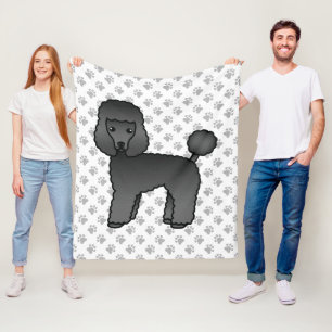 Zwarte Toy Poodle Schattige Cartoon Hond Fleece Deken
