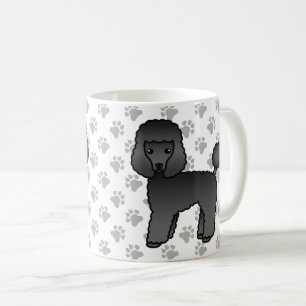 Zwarte Toy Poodle Schattige Cartoon Hond Koffiemok