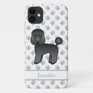 Zwarte Toy Poodle Schattige Cartoon Hond & Naam Case-Mate iPhone Case