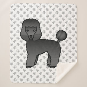 Zwarte Toy Poodle Schattige Cartoon Hond Sherpa Deken