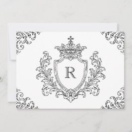 Zwarte traditionele familiewapen initiaal monogram kaart
