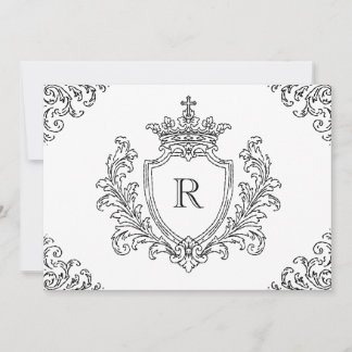 Zwarte traditionele familiewapen initiaal monogram kaart