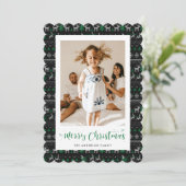 Zwarte Traditionele Foto Vrolijke Kerst Kaart (Staand voorkant)