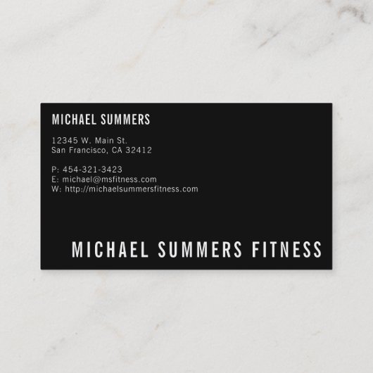 Zwarte trainer Gym Coach-gewicht Dumbbell Visitekaartje (Achterkant)