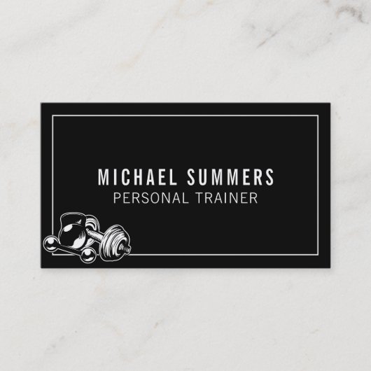 Zwarte trainer Gym Coach-gewicht Dumbbell Visitekaartje (Voorkant)