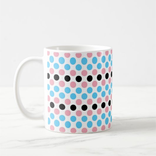 Zwarte transgender Pride Flag Kleuren Polkadots Koffiemok (Links)