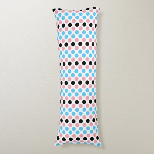 Zwarte transgender Pride Flag Kleuren Polkadots Lichaamskussen (Voorkant Verticaal)