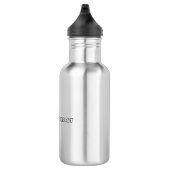 zwarte, transparante letters, "weerstaan, aanhoude waterfles  (Rechts)