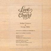 zwarte transparante liefde en gejuich Elegante bru Acryl Uitnodigingen (Voorkant)