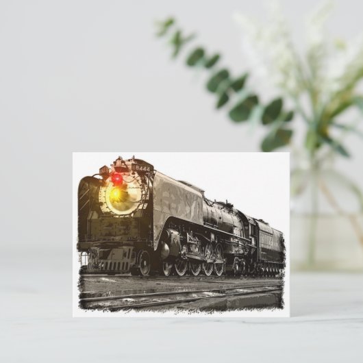 Zwarte trein 8444 briefkaart (Staand voorkant)
