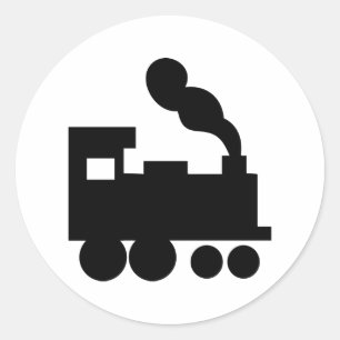 zwarte-treinpictogram ronde sticker