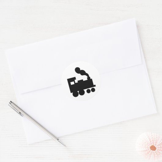 zwarte-treinpictogram ronde sticker (Envelop)