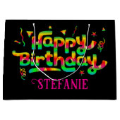 Zwarte Trendy Gepersonaliseerde Gift Bag voor Verj Groot Cadeauzakje (Voorkant)