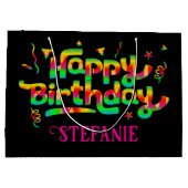 Zwarte Trendy Gepersonaliseerde Gift Bag voor Verj Groot Cadeauzakje (Achterkant)