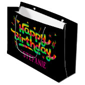 Zwarte Trendy Gepersonaliseerde Gift Bag voor Verj Groot Cadeauzakje (Voorkant Gekanteld)