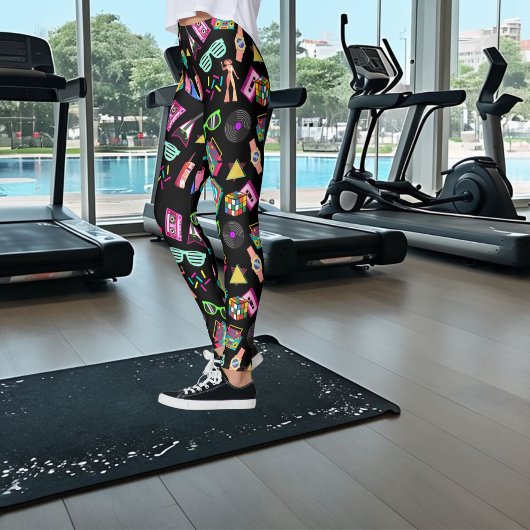 Zwarte trendy jaren 80 elegante stijl leggings