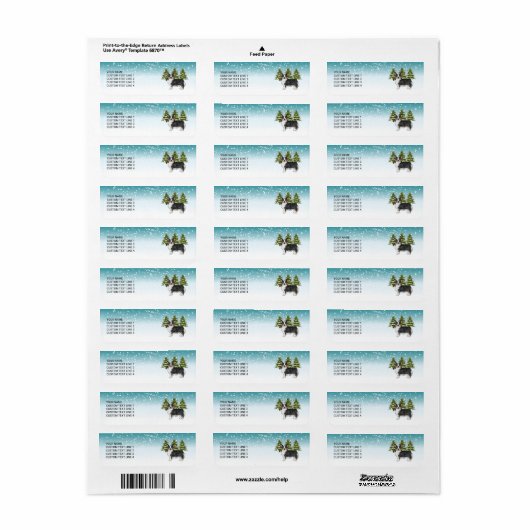 Zwarte Tri Pembroke Corgi Blauwe Winter Kerstmis Etiket (Full Sheet)