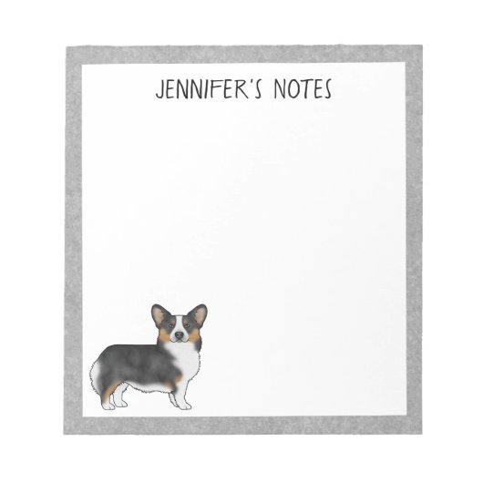 Zwarte Tri Pembroke Welsh Corgi hond en tekst Notitieblok (Voorkant)