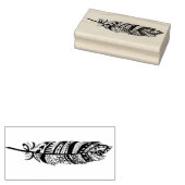 Zwarte Tribal Bohemian Feather Rubberstempel (Gestempeld)