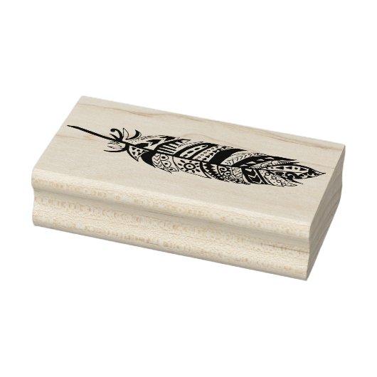 Zwarte Tribal Bohemian Feather Rubberstempel (Stempel)