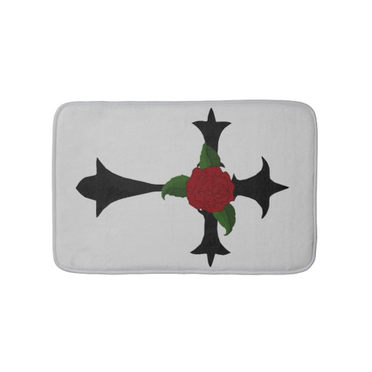 Zwarte Tribal Cross Bath Mat (Voorkant)