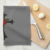 Zwarte Tribal Cross Keuken Handdoek (Quarter Fold)