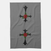 Zwarte Tribal Cross Keuken Handdoek (Verticaal)