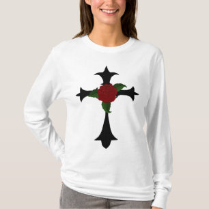 Zwarte Tribal Cross met een rode roos hoody