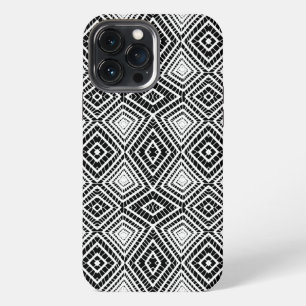 zwarte Tribal Diamonds Mud Cloth Afrikaans Patroon iPhone 13 Pro Max Hoesje