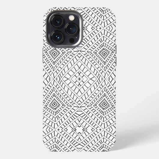 zwarte Tribal Diamonds Mud Cloth Afrikaans Patroon iPhone Hoesje (Achterkant)