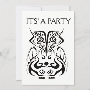 ZWARTE TRIBAL TATTOO OWL INVITATIEKAARDEN KAART