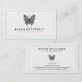 Zwarte tribal vlinder met witte achtergrond visitekaartje (Voorkant / Achterkant)