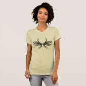 Zwarte Tribale Abstracte vogel T-shirt (Voorkant volledig)