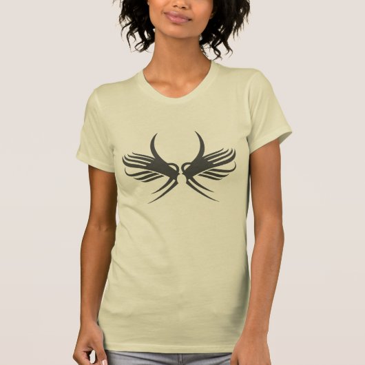 Zwarte Tribale Abstracte vogel T-shirt (Voorkant)