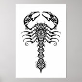 Zwarte tribale Scorpion in wit Poster (Voorkant)