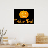 Zwarte Trick Or Treat Halloween-bordprint 60x45 cm Poster (Keuken)