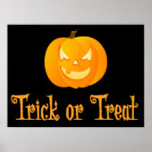 Zwarte Trick Or Treat Halloween-bordprint 60x45 cm Poster (Voorkant)
