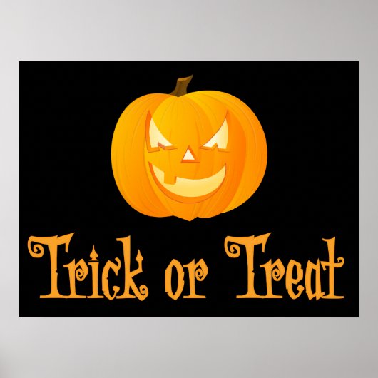 Zwarte Trick Or Treat Halloween-bordprint 60x45 cm Poster (Voorkant)
