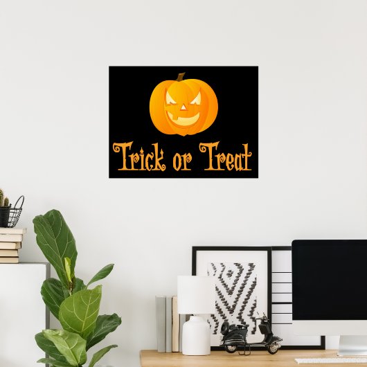 Zwarte Trick or treat Halloween Sign Print 24x18 (Thuiskantoor)