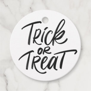Zwarte Trick or treat Hand Lettering Halloween Bedankjes Labels