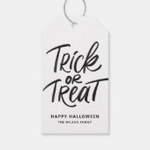 Zwarte Trick or treat Hand Lettering Halloween Cadeaulabel (Achterkant)