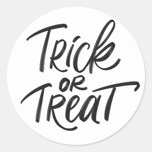 Zwarte Trick or treat Hand Lettering Halloween Ronde Sticker (Voorkant)