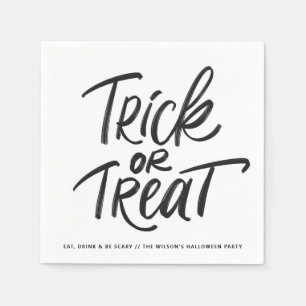 Zwarte Trick or treat Lettering Halloween Party Servet