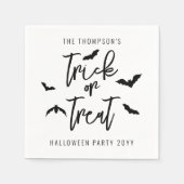 Zwarte Trick or treat script met vleermuizen Hallo Servet (Voorkant)
