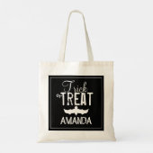 Zwarte trick or treat typografie Bat Tote Bag (Achterkant)