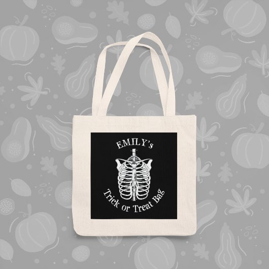 Zwarte trick or treat typografie Bat Tote Bag