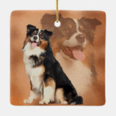 Zwarte tricolor Australian Shepherd - Aussie Keramisch Ornament (Achterkant)