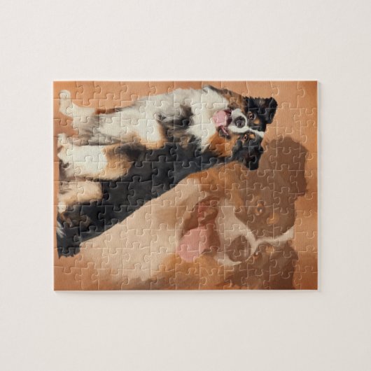 Zwarte tricolor Australian Shepherd - Aussie Legpuzzel (Horizontaal)